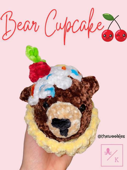 Crocheted Bear Cupcake + Personalized Birthday Gift